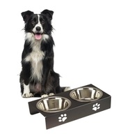 Miska dla PSA podwójna średnia ANTYPOŚLIZGOWA metalowa w stylu LOFT 2x900ml