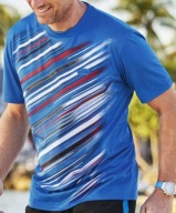 T-shirt męski niebieski ukośne paski kolorowe Sport Team 5XL Atlas For Men