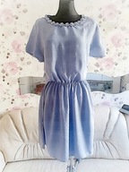 MODNA SUKIENKA KWIATY BŁĘKITNA BABY BLUE KWIATKI wygodna oddychająca retro