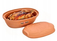 GARNEK RZYMSKI OWALNY GLINIANY 4,5L Z POKRYWĄ BRYTFANNA