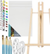 ZESTAW MALARSKI DLA DZIECI SZTALUGA FARBY PŁÓTNA PĘDZLE NA PREZENT