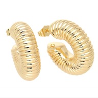 68004 KOLCZYKI 18K POZŁACANE 31/11 MM dmuchane koła z nacięciami