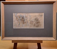 Levkovitch (1936-2025) SCENA 1991 gwasz technika mieszana PRACA SYGNOWANA