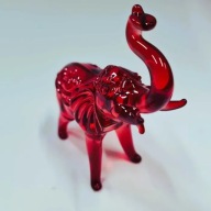 figurka słoń szkło artystyczne czerwone