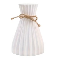 BIAŁY WAZON PLASTIKOWY NA SZTUCZNE KWIATY NIETŁUKĄCY Ze Sznurkiem STRUKTURA