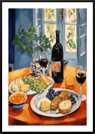 A2 PLAKAT DO KUCHNI JADALNI PLAKAT WINO SERY WINOGRONA AKWARELA