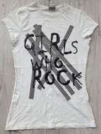 BLUZKA DAMSKA T-SHIRT Bawełna ecru ZARA r. 36 S