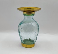 mosiądz szkło, delikatna zieleń stary świecznik