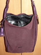 Stylowa torebka worek zamsz skóra naturalna