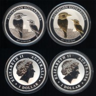 AUSTRALIA - 2 x 1 Dollar KOOKABURRA - 2017 - UNC - Srebro 0,999