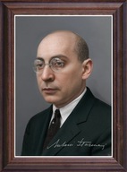 Obraz Antoni Słonimski portret z podpisem w drewnianej ramie ze szkłem