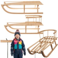 SANKI DREWNIANE Z OPARCIEM DLA DZIECI DUŻE PODWÓJNE DWUOSOBOWE TRADYCYJNE