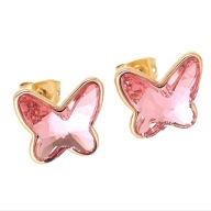 62718 Kolczyki 18K pozłacane 12/14 MM ROSE CRYSTAL Swarovski