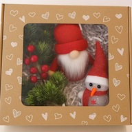 Świąteczny zestaw – skrzat i bałwanek w pudełku.Prezent świąteczny