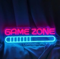 Neon LED GAME ZONE LOADING ściemniacz USB róż niebieski