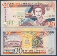 BNE - KARAIBY 20 Dollars Dolarów 1994 D 516998 D # DOMINICA # P33d # UNC