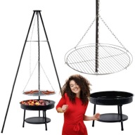 GRILL WISZĄCY TRÓJNÓG Z PALENISKIEM RUSZT 50cm 2w1 OGNISKO