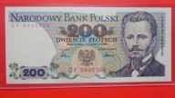 200 zł 1986 ,seria DF 0900306,stan UNC