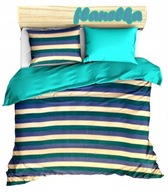 pościel z polaru 160x220 +2x70x80 zamek P 315-3 Pasy niebieskie / turkus
