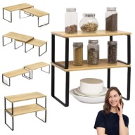 PÓŁKA KUCHENNA NA PRZYPRAWY STOJĄCA BAMBUSOWA NA BLAT 2SZTUKI ZESTAW BEŻOWE