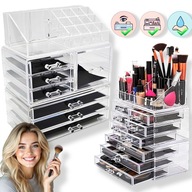 Przezroczysty pojemnik organizer na kosmetyki i biżuterię XXL 3w1 szuflady