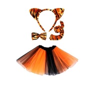 Kostium Tygryska Przebranie Pomarańczowe Zwierzątko Spódniczka Akcesoria L