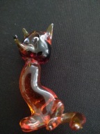 Piękny szklany lis, ręczna robota, piękne uranowe szkło7,5cm (A120)