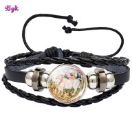 Skórzana bransoletka - Snap - Byk - regulowana, wymienne oczka