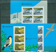 PTAKI. RYBY. EUROPA. PORTUGALIA-AZORY. Mi Blx3. A**1986r.