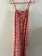 H&M długa maxi sukienka na lato cętki panterka czerwona