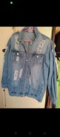 Kurtka jeans dziury, lekki oversize