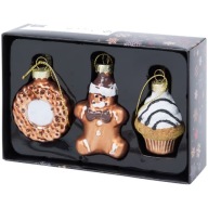 BOMBKI ZAWIESZKI CHOINKOWE MINIATUROWE OZDOBY SZKLANE CIASTEK BABECZKA