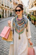 BESTSELLER_PIĘKNA MIĘKKA SZYDEŁKOWA CHUSTA BOHO Z TRZEMA CHWOSTAMI_PREZENT!