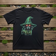 T-shirt Koszulka z jamnikiem czarodziejem, magiem. Czarna