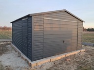 Garaż blaszany PREMIUM , dach dwuspadowy 4x6m, grafit 7016 , BRAMA UCHYLNA