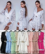 Sukienka koronkowa zielona pistacja mini, r. Uni, Italy !!!