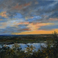 Zmierzch" obraz olejny na płótnie 30x30cm oryginał , Garncarek Al,,,