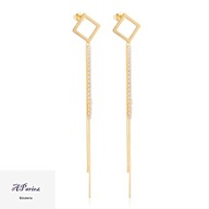 Eap22219 Kolczyki złocone wiszące z kryształkami