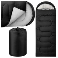 Śpiwór Mumia Turystyczny 2w1 210×75cm Ciepły Kaptur Kołdra Pokrowiec Czarny