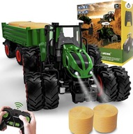 Duży Traktor Ciągnik Zdalnie Sterowany RC z Przyczepą Światła LED + PILOT