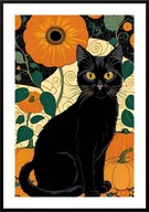 A2 KOLOROWY PLAKAT OBRAZ KOTY KOT CZARNY KOT W DYNIACH, DYNIE