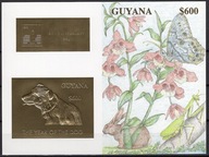 **822 GUJANA BL.387 = 50E - PIES, ROK PSA - ZŁOTA FOLIA