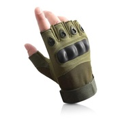 Rękawice TAKTYCZNE Bez Palców Survival Bojowe Wojskowe OLIWKOWE XL
