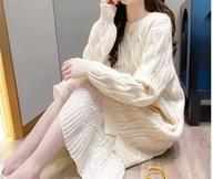 Sukienka swetrowa biała z koronką XL