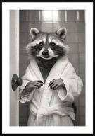 A3 CZARNO-BIAŁY PLAKAT DO ŁAZIENKI TOALETY ZABAWNY SZOP PRACZ W SZLAFROKU