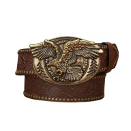 Pasek Do Spodni Złota Klamra Orzeł Western Dziki Zachód 120cm Brązowy