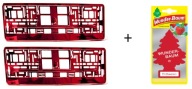 2 SZTUKI RAMKA TABLICY REJESTRACYJNEJ CZERWONA CHROM + WUNDER BAUM TRUSKAWA