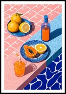 A2 PLAKAT DO KUCHNI JADALNI RESTAURACJI CYTRYNY PAPAJA BŁĘKIT NIEBIESKI