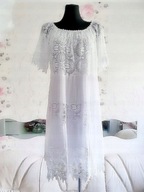 BIAŁA AŻUROWA HAFT ORNAMENT SUKIENKA KORONKOWA kobieca delikatna coquette