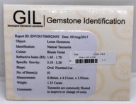 Naturalny tanzanit 1,33 ct - certyfikat GIL